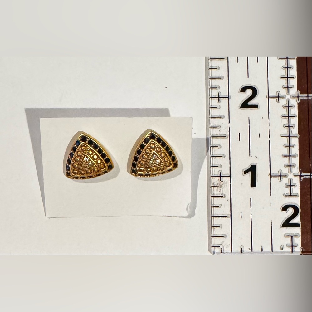 Elegant Gold and Black Triangle Earrings